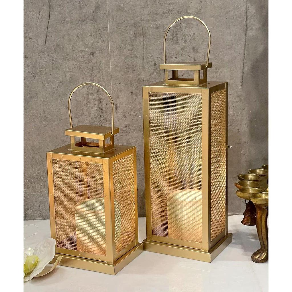Set of 2 Iron Lantern and Candle Tealight Holder for Home Decor Items  Candles for Home Decoration