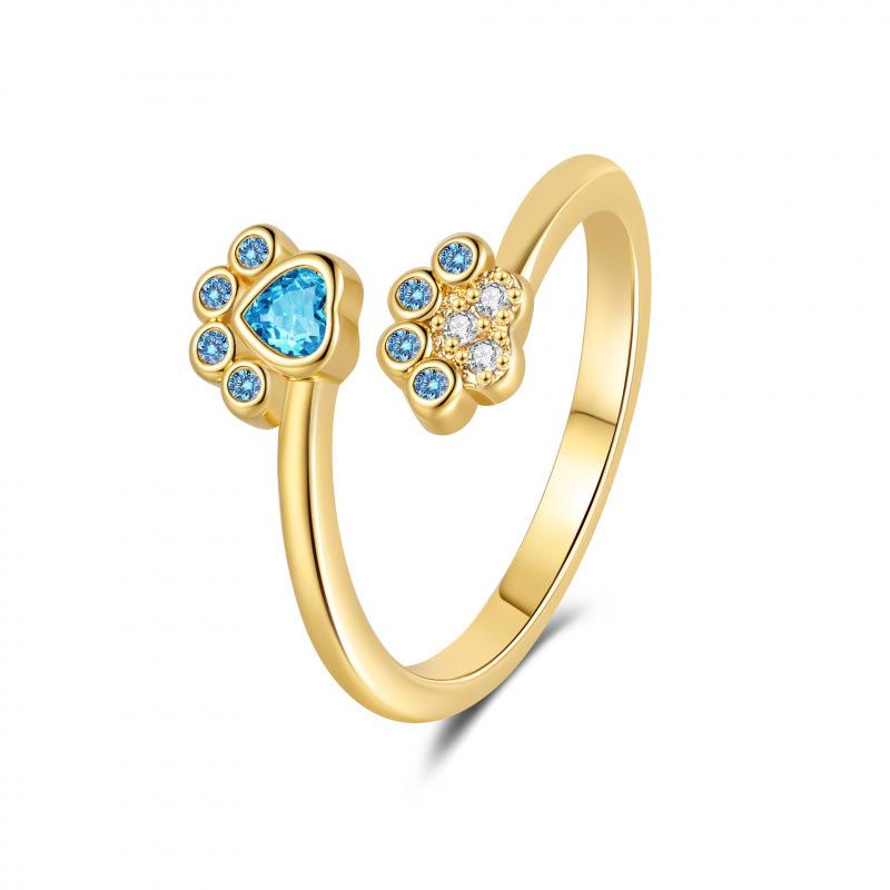 

Elegant Paw Print Ring: Women s Fashion Colored Zirconia Jewelry Adjustable