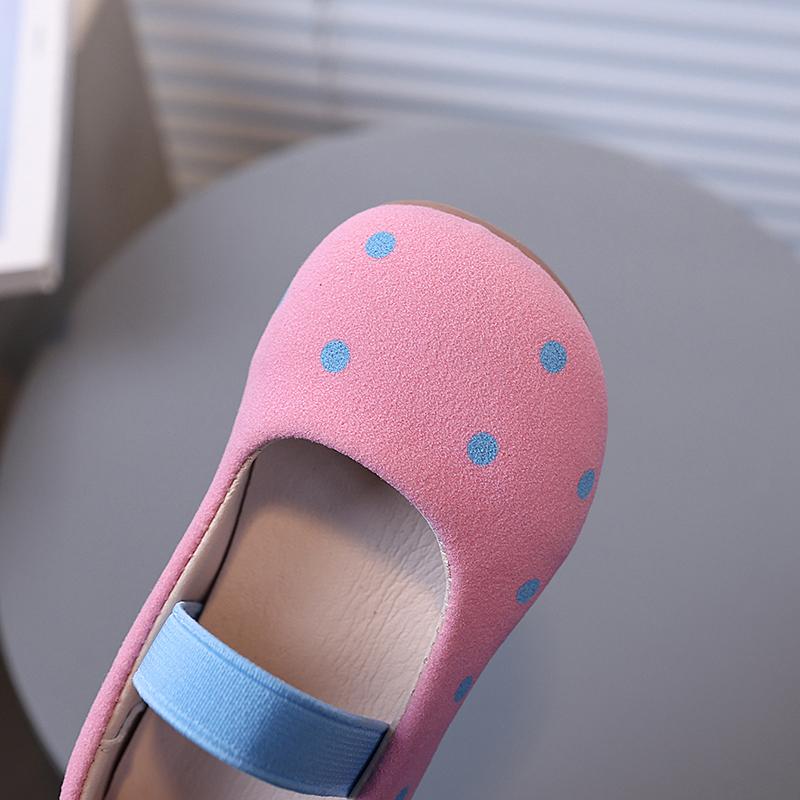 Summer Girl's Sweet Flat Shoes Round Toe Elastic Band Spotted Stylish Kid's Sandals Solid Colors All-match Children Shoe 4-6Y