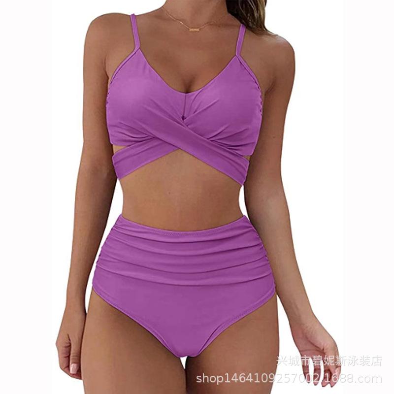 High Waist Leopard Cross Design Sexy Two Piece Bikini Swimsuit Trendy For Beach Holiday