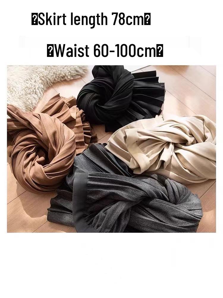 Premium Wool Pleated A-Line Skirt for Women, Korean Style, Versatile for Autumn/Winter, Elegant, High-Quality Midi Length.