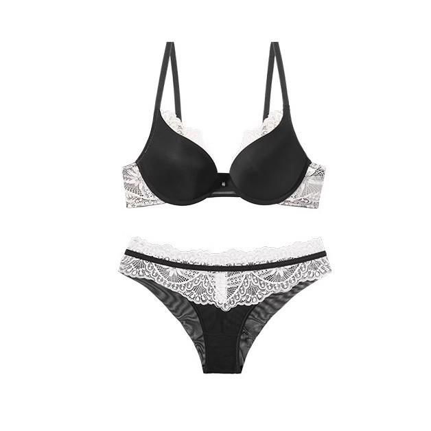

Кружевной комплект пуш-ап бюстгальтера и трусиков: Регулируемый, Поддерживающий, Бесшовный, Удобный 34/75AB