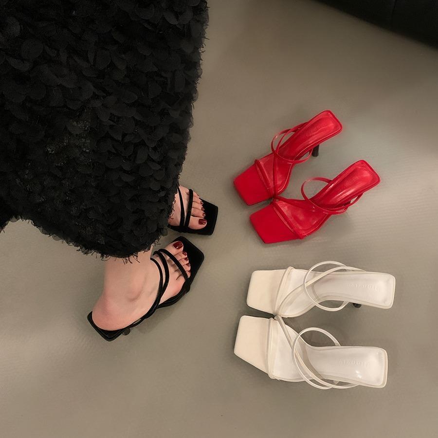 Sandale mici franțuzești papuci cu toc înalt pantofi de damă purtare 2024 nou vară briză de seară sandale premium