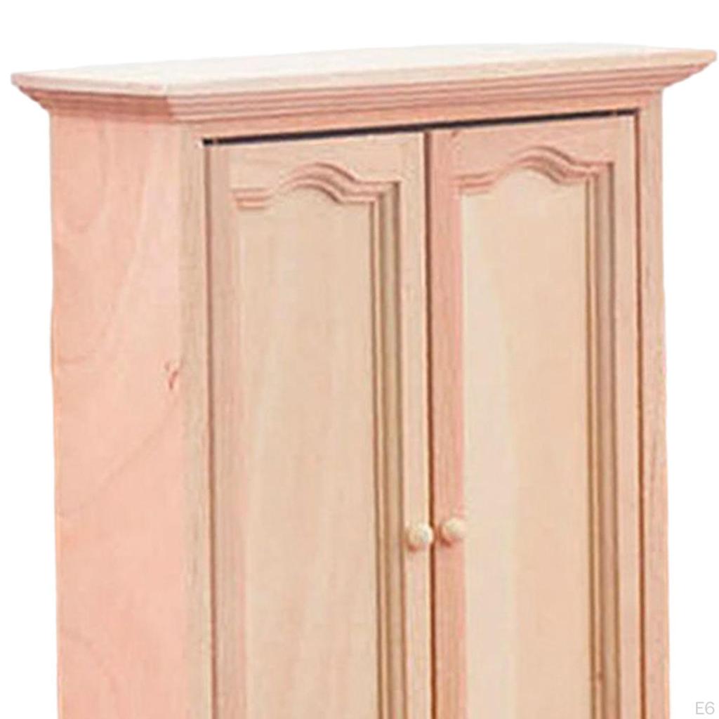 Bedroom Furniture Wardrobe Double Door Closet for 1/12 Dollhouse DIY Projects Child Accessories