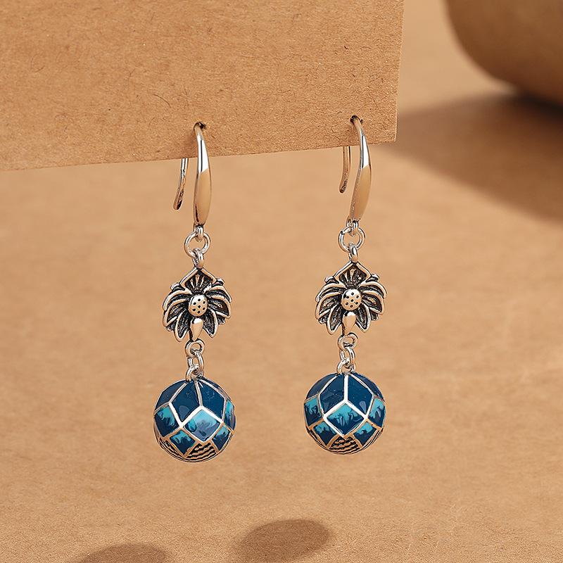 

Длинные серьги с голубым лотосом для женщин, модные серьги