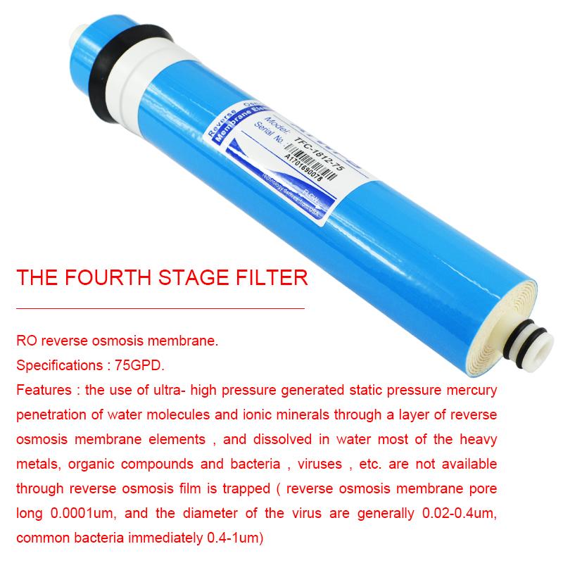 ATWFS Set di Sostituzione Cartucce Filtro Acqua RO a Osmosi Inversa a 5 Stadi con Membrana da 75 GPD