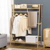 Clothes Rack Wardrobe Coat Stand With 2 Shelves 2 Hooks And 1 Hanging Bar In Bamboo