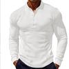 New Men's T-Shirt: Waffle Weave Casual Collared Button-Down Slim-Fit Long-Sleeved Polo Shirt