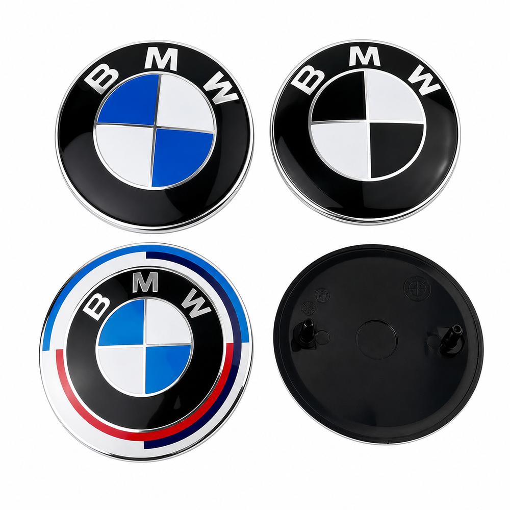 2Pcs 82mm 74mm 50th anniversary car Front Hood Emblem Trunk Rear badge logo For BMW E46 E39 E36 E87 E90 E91 F20 E53 M3 X3 X5 G30 CF54F