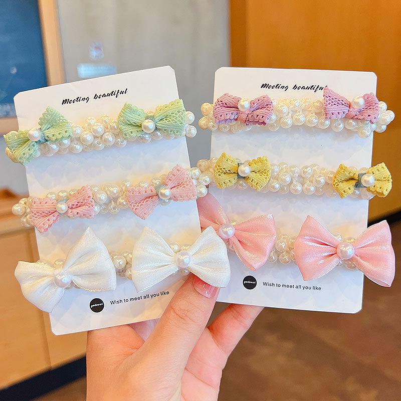 Pearl Bow Hair Tie for Girls - Sweet Flower Rubber Band Hair Accessory