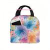 1pc Men's & Women's -Look Lunch Bag - Color-Changing Paint Splash Print (Pink/Purple/Blue/Yellow) Small Square Thermal Handbag,