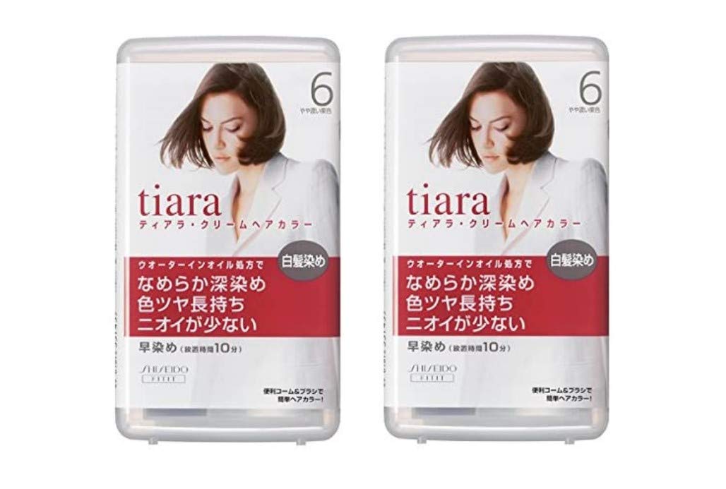 

Tiara Cream Hair Color 6 Slightly Dark Chestnut Color Set of 2 [Quasi-drug] коричневый