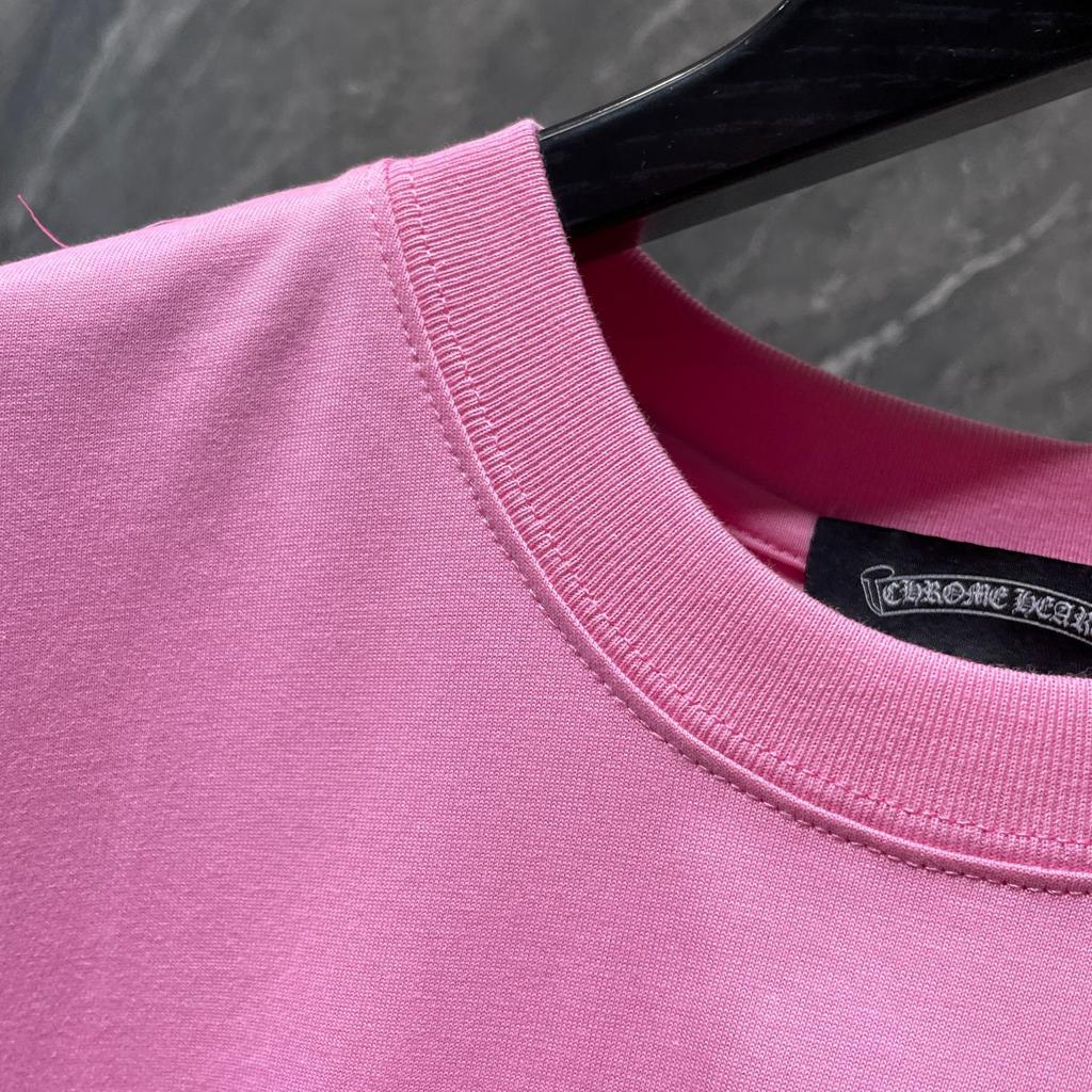 8760 CHROME HEARTS 2026 Lato Nowa Wysokiej Jakości Bawełniana Okrągły Dekolt Luźna Duży Rozmiar Męska i Damska Koszulka Koszulka dla Pary