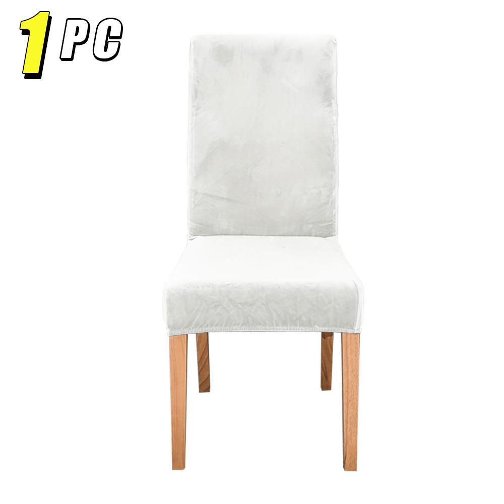 1/4pcs Velvet Chair Covers Dining Room Elastic Soft Seat Cover Solid Color Dustproof Furniture Protector Restaurant Banquet Home