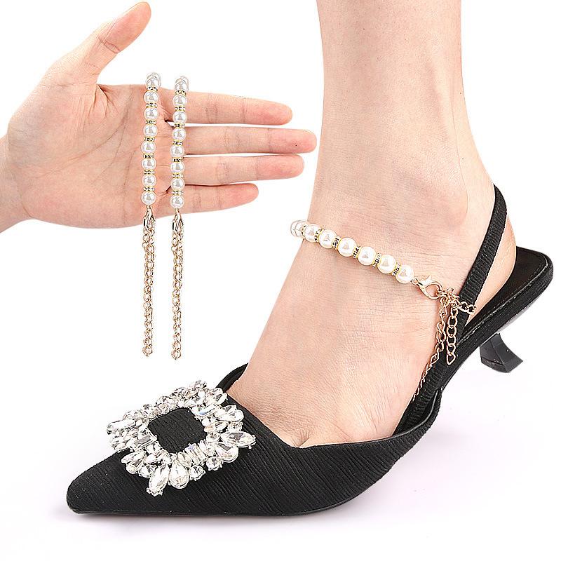 Pearl Chain Bundle Shoelaces Installation-free Shoes Big Not Heel Shoelaces Sandals Walk Off with Lazy People A Variety of Straps