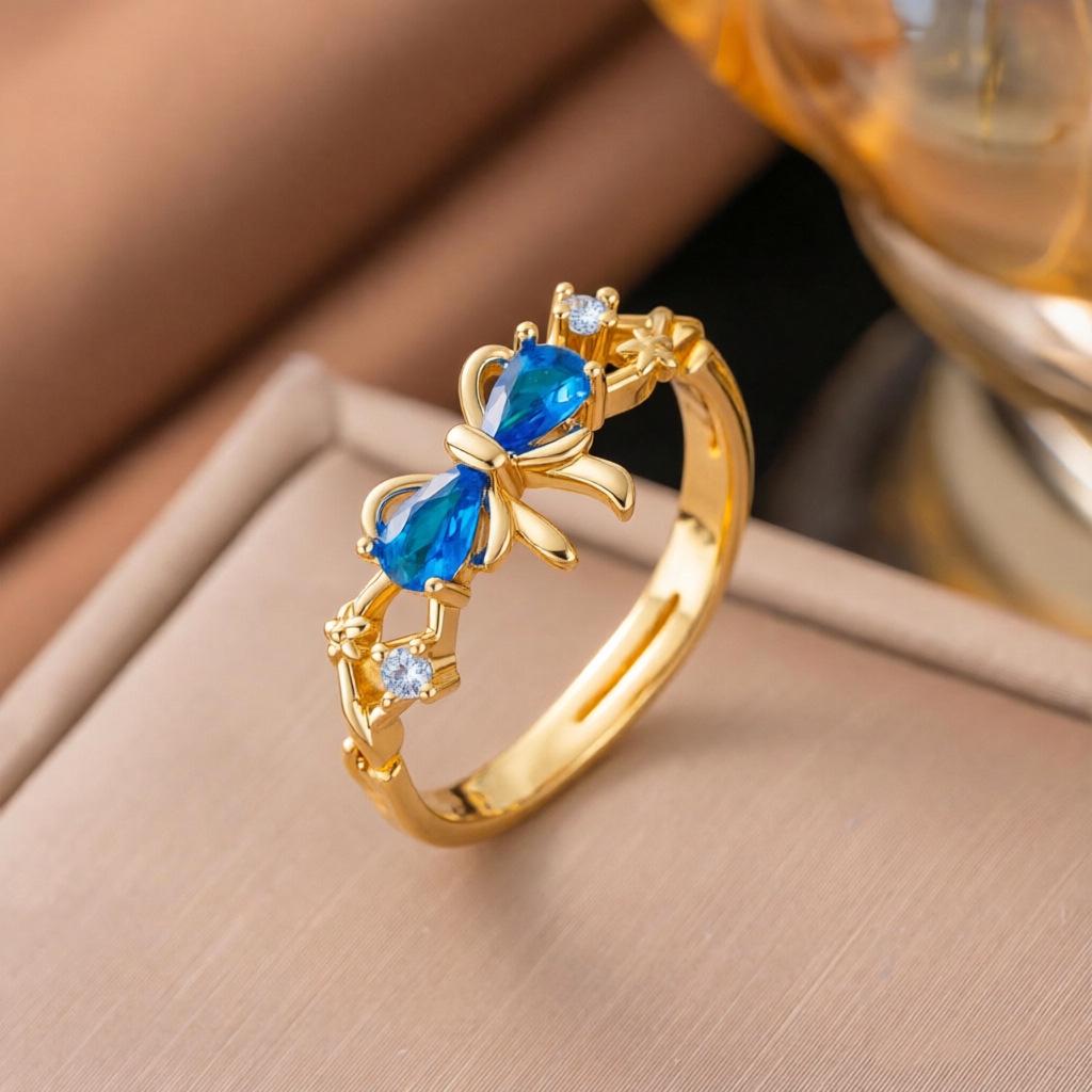 Micro-Inlaid Zircon Fashion Open Ring - Adjustable Luxury Index Finger Jewelry for Women