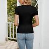 Women's Short-sleeved Round Neck T-shirt Slim-fit Stretch Knit Sweater