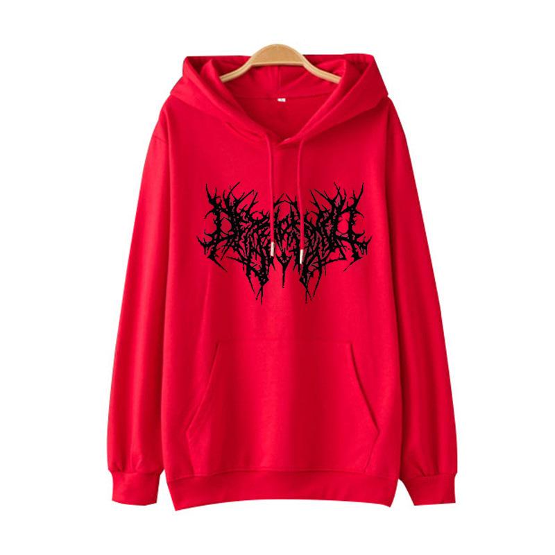 Women's Hooded Long Sleeve Sweatshirt Loose Fit Gothic Graphic Print Pullover Top 2022 Winter Hip Hop Vintage Streetwear Hoodie