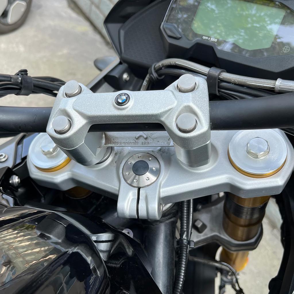 LEDISHUN BMW G310R G310GS All Year Steering Wheel Riser 25MM for Motorcycle (With Handle) (Silver)