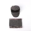 Neckwarmer Knit Brim Hat Set (Gray)/Fur Hat Winter Hat