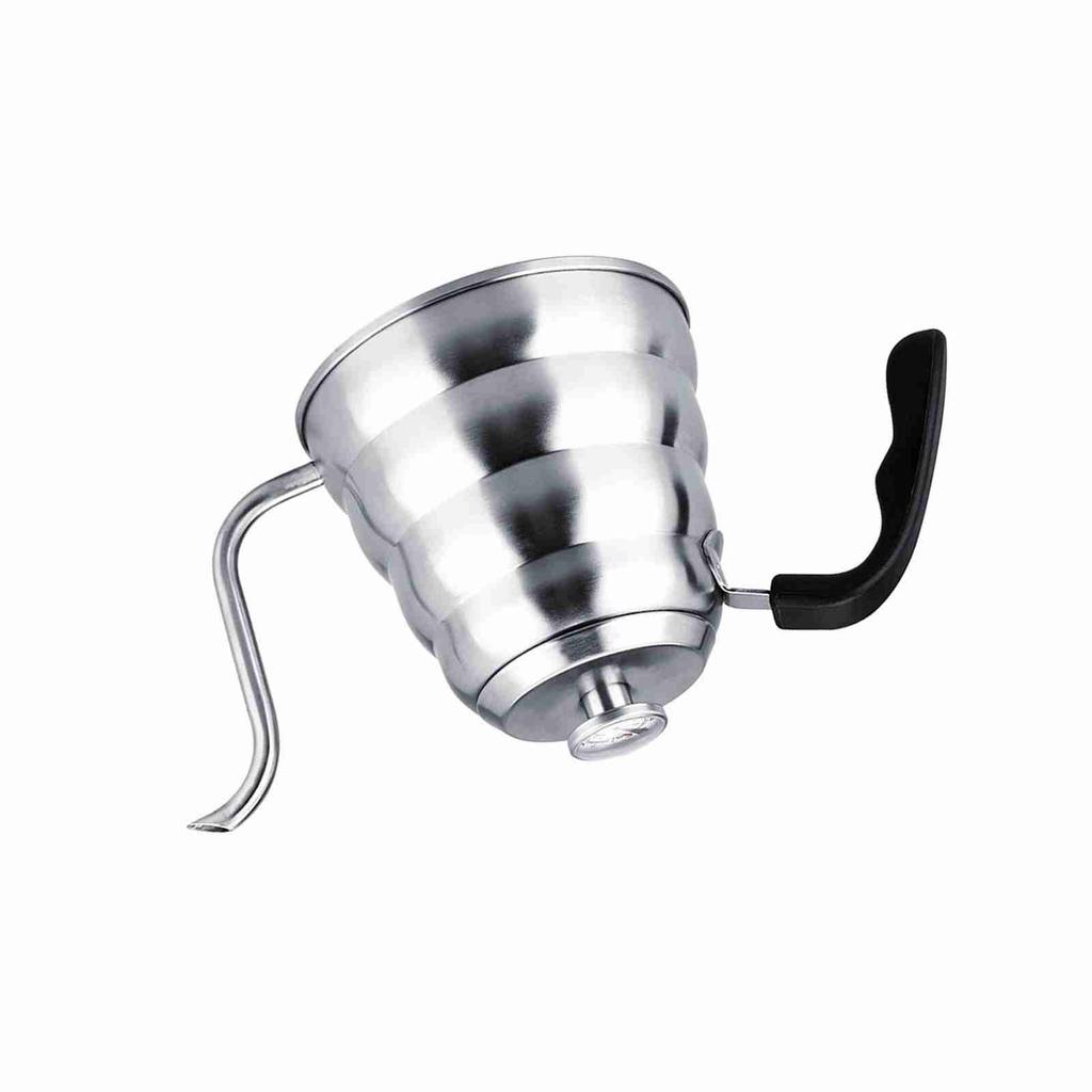 304 Stainless Steel Pour Over Coffee Gooseneck Kettle Teapot with Thermometer Home 1.2L