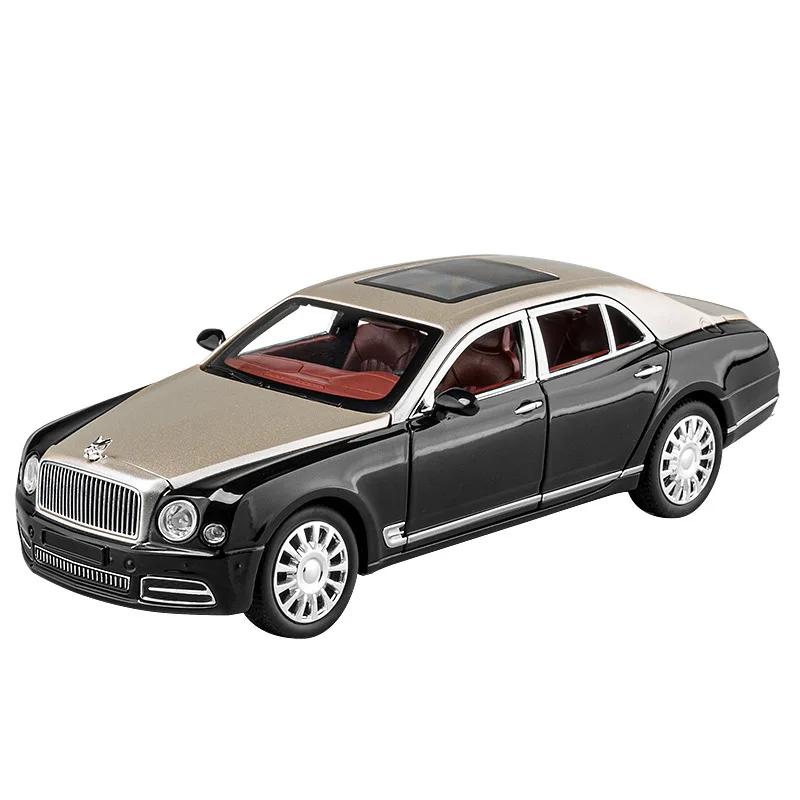 

1/24 Bentley Mulsanne Металева модель автомобіля Литі моделі та іграшкові транспортні засоби Модель автомобіля Звук і світло Машинка на відтяжку Іграшки Подарунки золотий