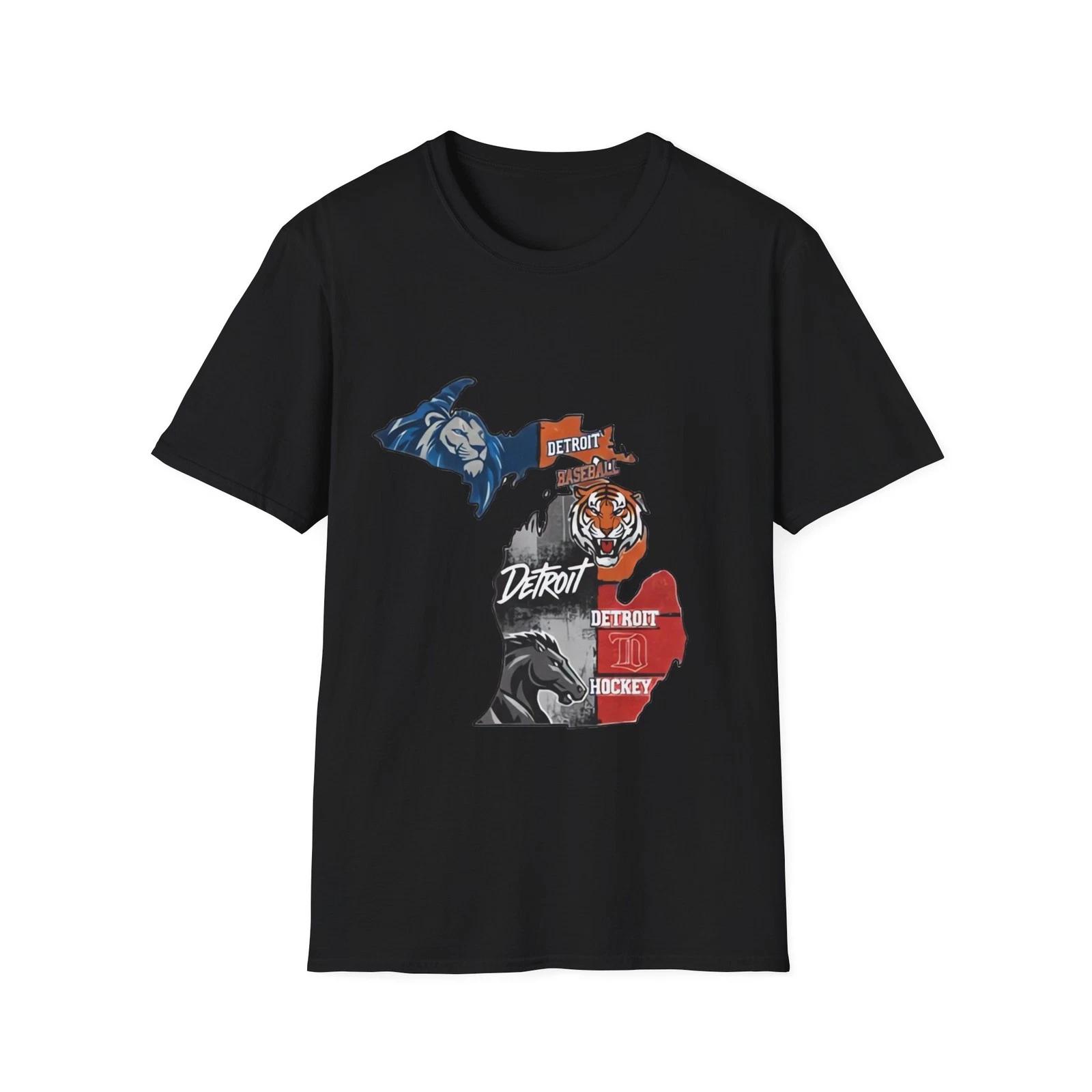 Detroit Sports Fan T-Shirt Tee Lions, Tigers, Pistons, Red Wings Michigan Sports XL