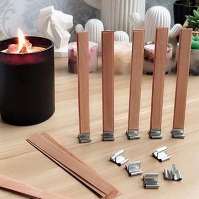22 Adet Ahşap Mum Fitili Metal Tabanlı Sürdürülebilir Mum Fitili El Yapımı Duman Çıkarmayan Ahşap Mum Fitili DIY Mum Yapımı İçin