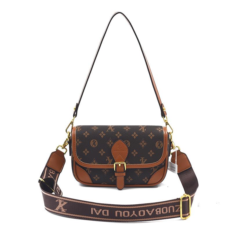 Premium Bag Women's New Retro Printed Small Square Bag Fashionable Texture Light Luxury Shoulder Bag Oblique Span Bag Women