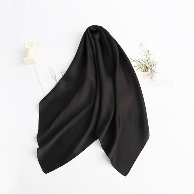 70cm*70cm Headband Neck Scarf For Women Small Shawls Cute Handkerchief Bandana Head Scarfs Female Black White Green Solid Colors