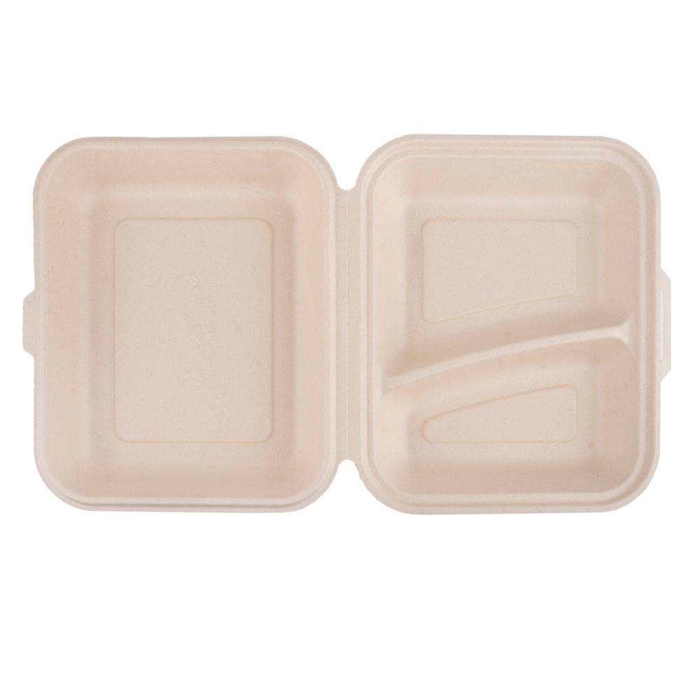 Menubox Z Trzciny Cukrowej Dwudzielny, Dwuwarstwowy 1500 Ml, 24,1 X 21 X 4 Cm 50 Szt.