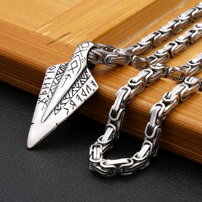 Viking Vintage Spear Head Necklace Stainless Steel Norse Rune Pendants For Men Women Unique Amulet Jewelry Gifts