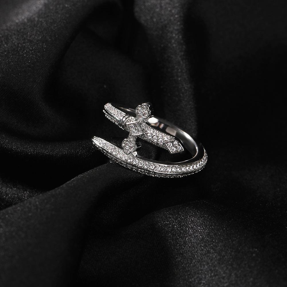 Micro-inlaid Zircon Sword of Justice Vintage Ring Gold Personality Men's and Women's Trend Ring