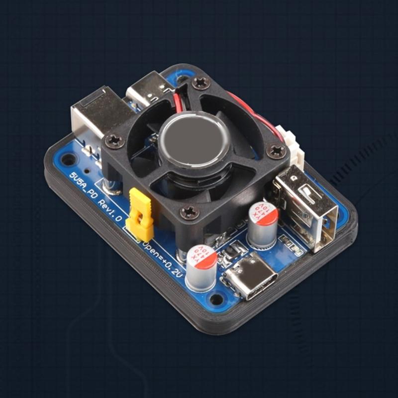 5V5A PD Power Module For RPi 5, PD Input, Wide Voltage Input, Multiple Interfaces with Cooling Fan