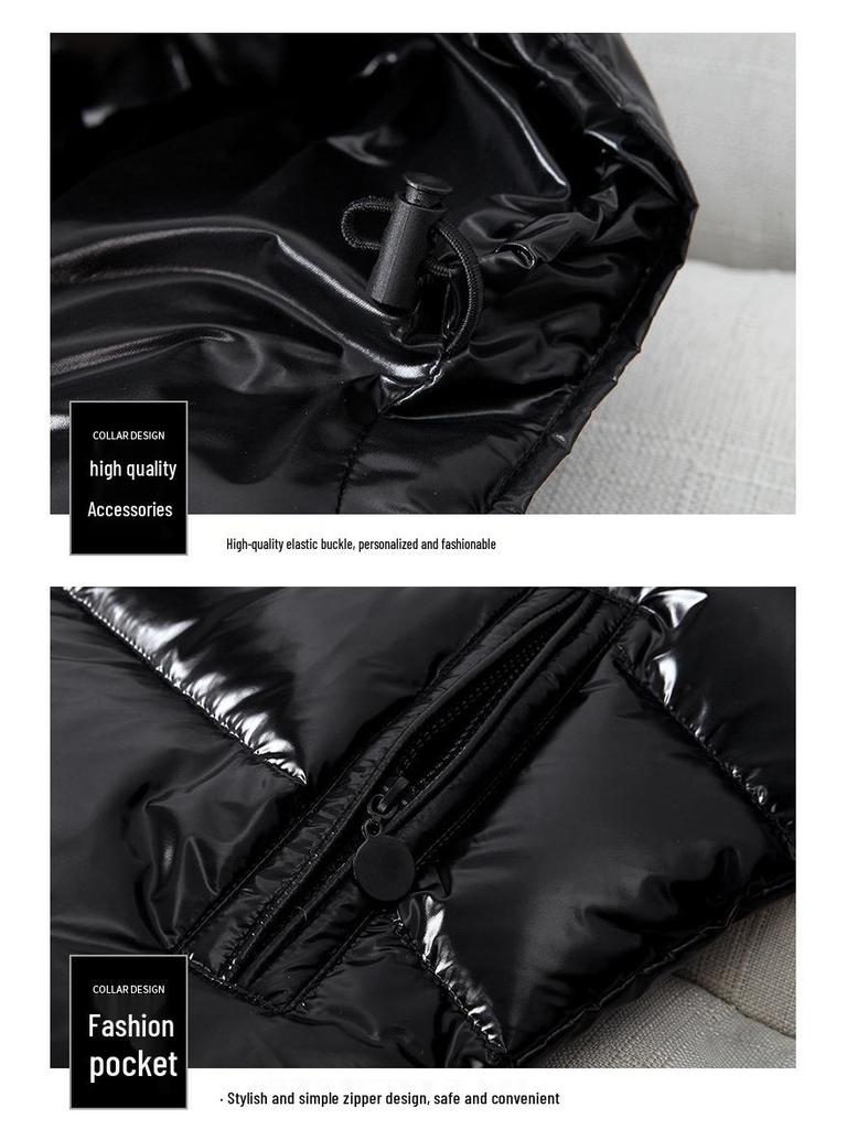 Herren Winter 2021 Glänzende Kapuzen-Daunenjacke - Kurzer, Dicker und Warmer Mode-Mantel