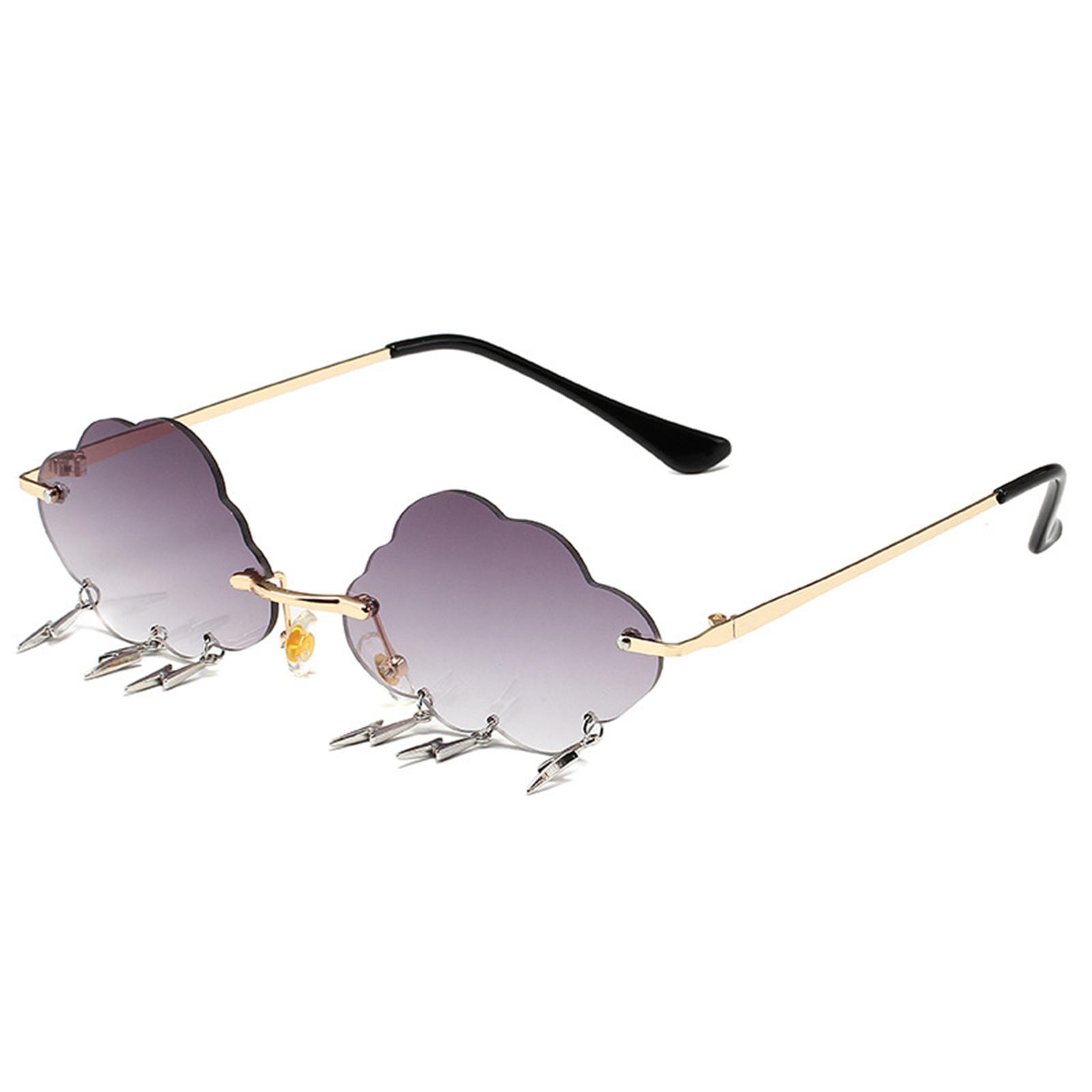 

Стильные солнцезащитные очки Cloud Lightning для девочек и мальчиков, реквизит для фото, для путешествий, хип-хоп солнцезащитные очки, безободковые хип-хоп очки Q