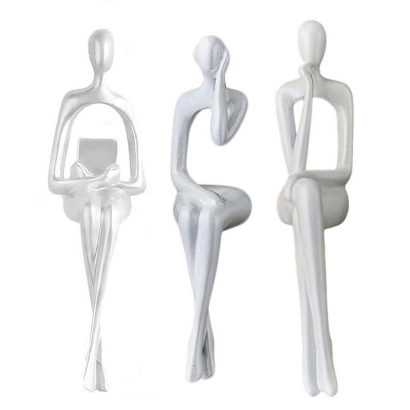 Contemporary Art Figurine Handcrafted Resin Decorative Piece Abstract Statue For Home Office Shelves Desks Cabinets белый