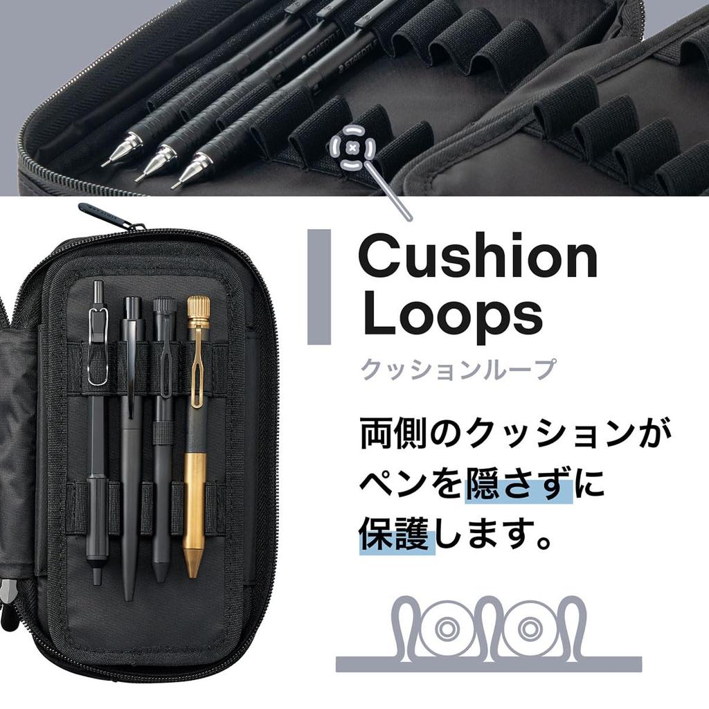 LIHIT LAB XCOA Spread Double Pen Case, Jet Black, A3801-24