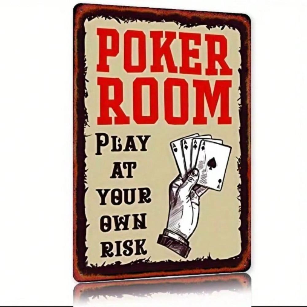 Poker Room Play At Your Own Risk Vintage Metal Poster Wall Art Bar Decor