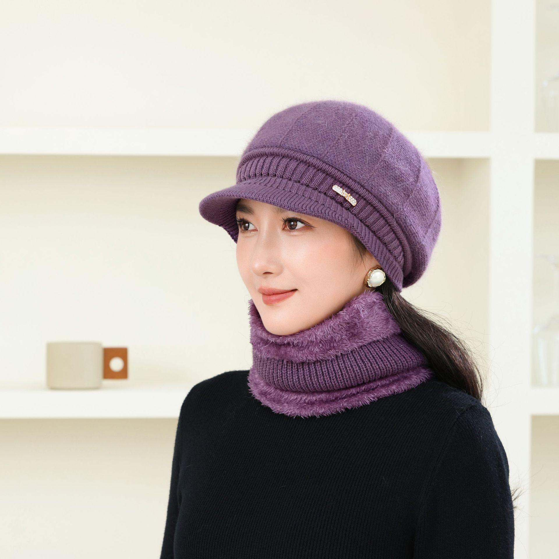 

Autumn and Winter Hat Big Head Circumference Warm Knitted Hat Cold Protection Ear Protection Wool Hat Cold Hat Scarf Suit Women average size