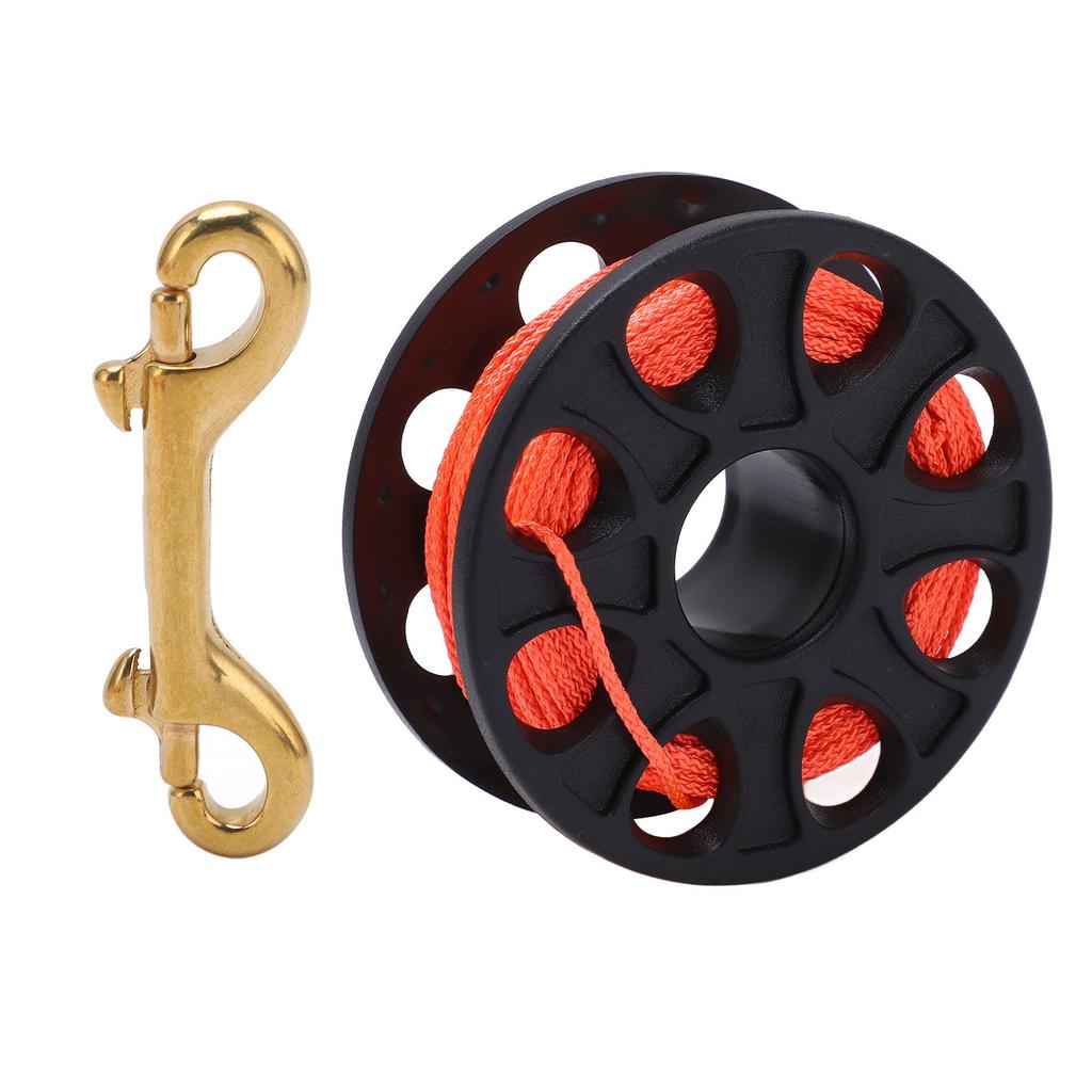 30M Tauchrolle Tauchen Fingerspule mit doppelseitigem Karabinerhaken Fluoreszierend orange SchnurSchwarz