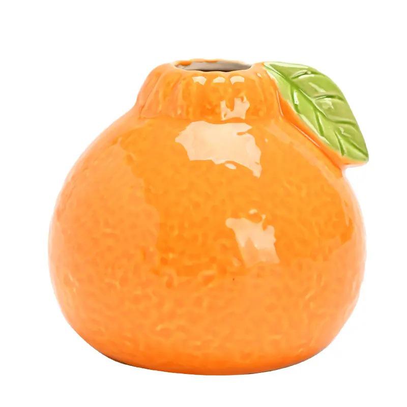 Newcomer 2.4 Ceramic Orange Vase for Hydroponic Green Radish – Decorative Flower Pot Ornament