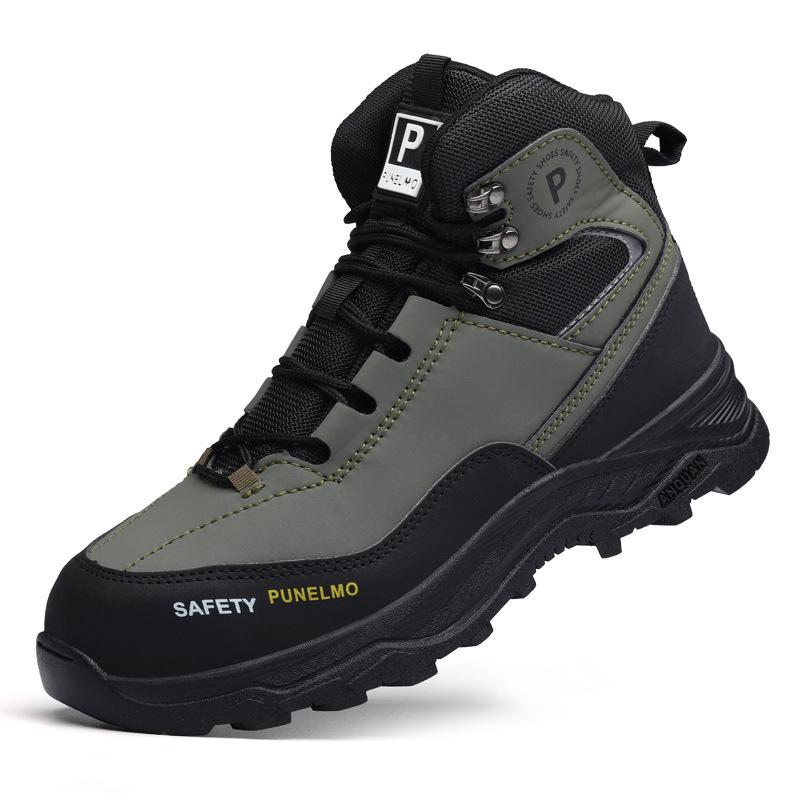 Men's Lightweight Anti-Smash, Puncture-Resistant High-Top Work Safety Shoes