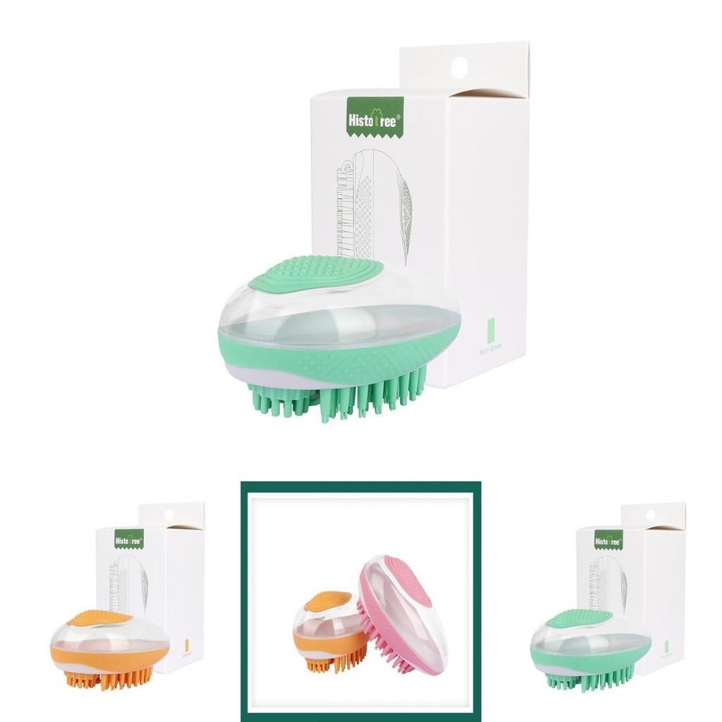 Pet Bath Brush With Storage Silicone Bristles Suitable For Dogs Massaging And Cleaning Tool