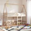 VidaXL Bunk Bed with Ladder and Roof 80x200 Cm Solid Pine Wood, Mid Sleeper Bed, Loft Bed with Ladder, Bed 3282106