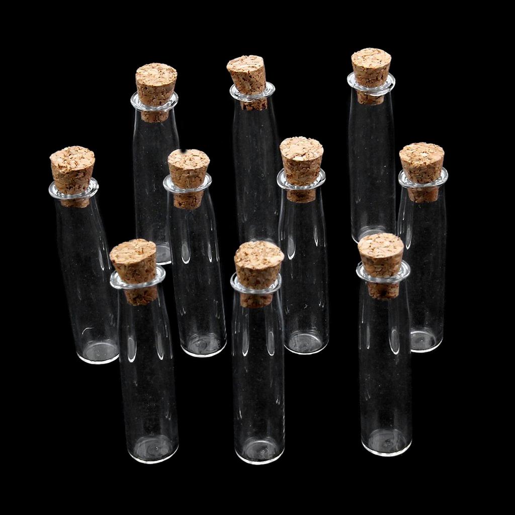 10pcs Glass Wish Bottle Clear Cylinder Mini Jar Diy Decoration For Potpourri Perfume Pendant Gift Glass Bottle With Cork