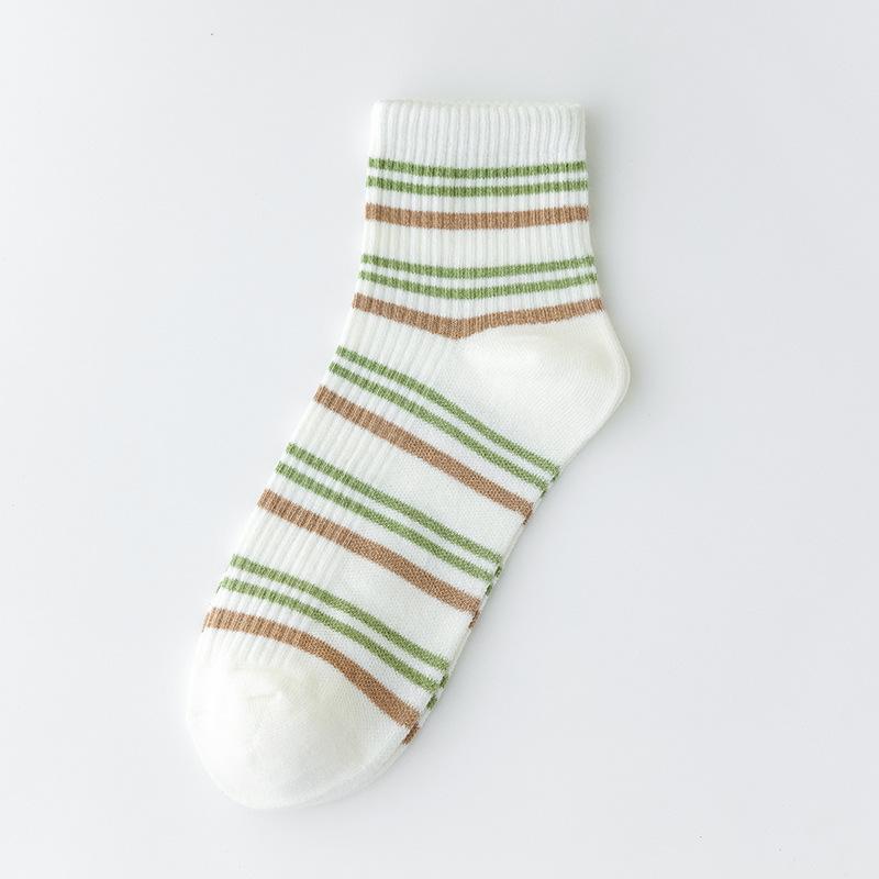 Chaussettes montantes rayées fines d'été pour étudiantes, absorbant la transpiration