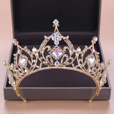 Fashion Wedding Hair Accessories Bridal Headdress Baroque Colored Rhinestone Crystal Crown Party Prom Queen Jewelry Crown Gift