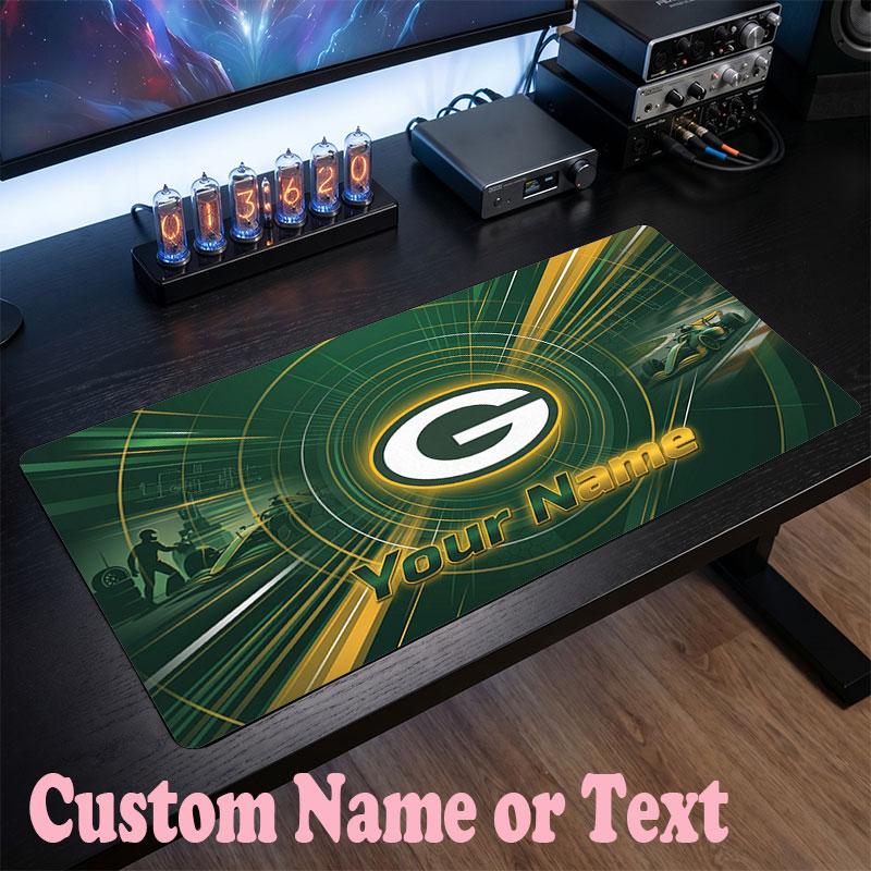 Green Bay Packers Customized Name Text Mouse Pad, Large Desk Mouse Mat Personalized Home Office Present