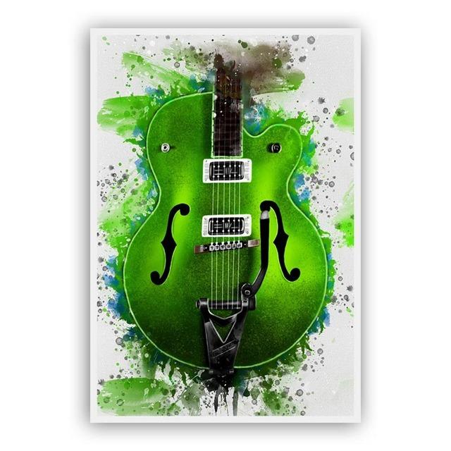 Modern Abstract Graffiti Various Guitars Posters and Prints Canvas Paintings Wall Art Pictures for Living Room Decor (No Frame)